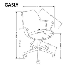 Scaun birou GASLY, alb, piele ecologica, 62x64x80 cm