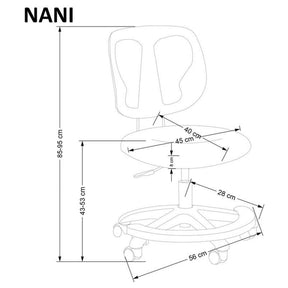 Scaun birou copii NANI, gri/negru, stofa, 52x56x85-95 cm