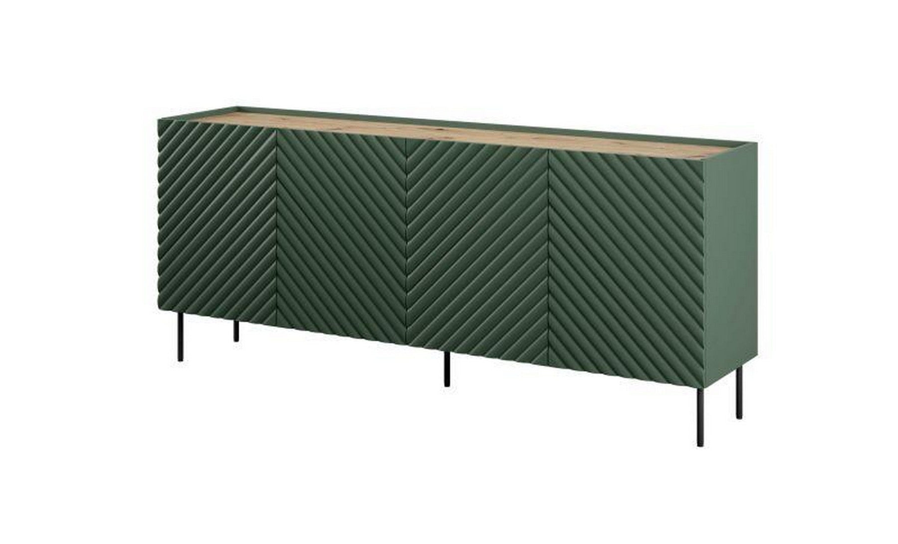 Comoda ONDA, verde inchis/stejar, PAL laminat, 200x45x85 cm