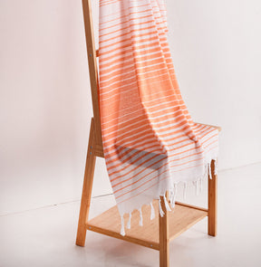 Prosop plaja FOUTA GOLGE, portocaliu/alb, bumbac, 90x180 cm