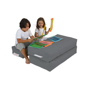 Set fotoliu si taburet pentru copii Kids Double Seat Pouf 2 buc, poliester, gri, 10x40x50 cm