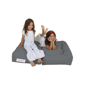 Set fotoliu si taburet pentru copii Kids Double Seat Pouf 2 buc, poliester, gri, 10x40x50 cm