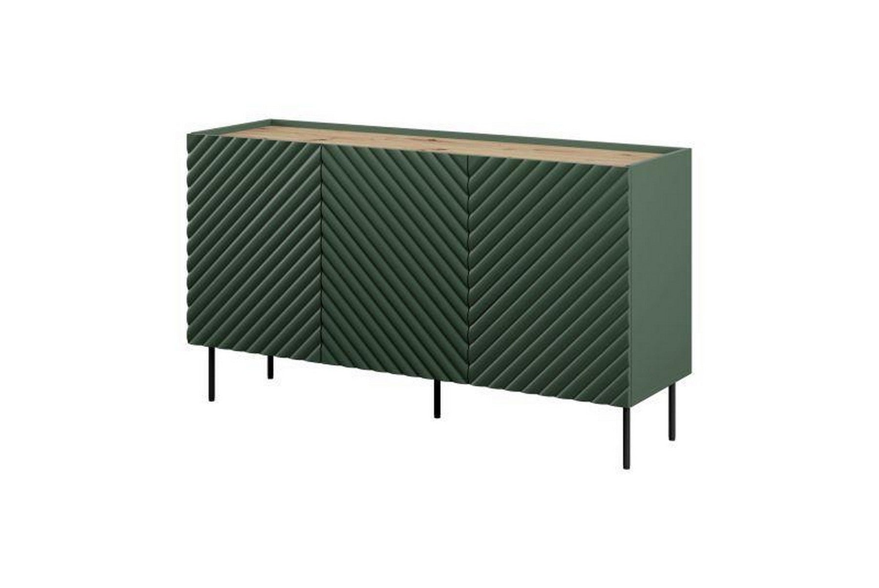 Comoda ONDA, verde inchis/stejar, PAL laminat, 150x45x85 cm