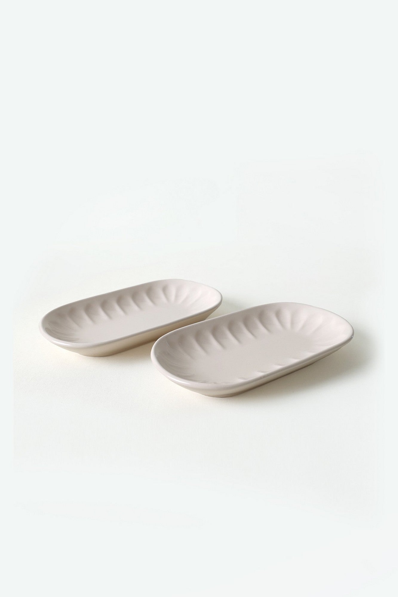 Set 2 platouri X00017596, crem, ceramica, 13x22 cm