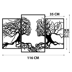 Decoratiune perete Love Tree, 100% metal, negru, 116x71 cm