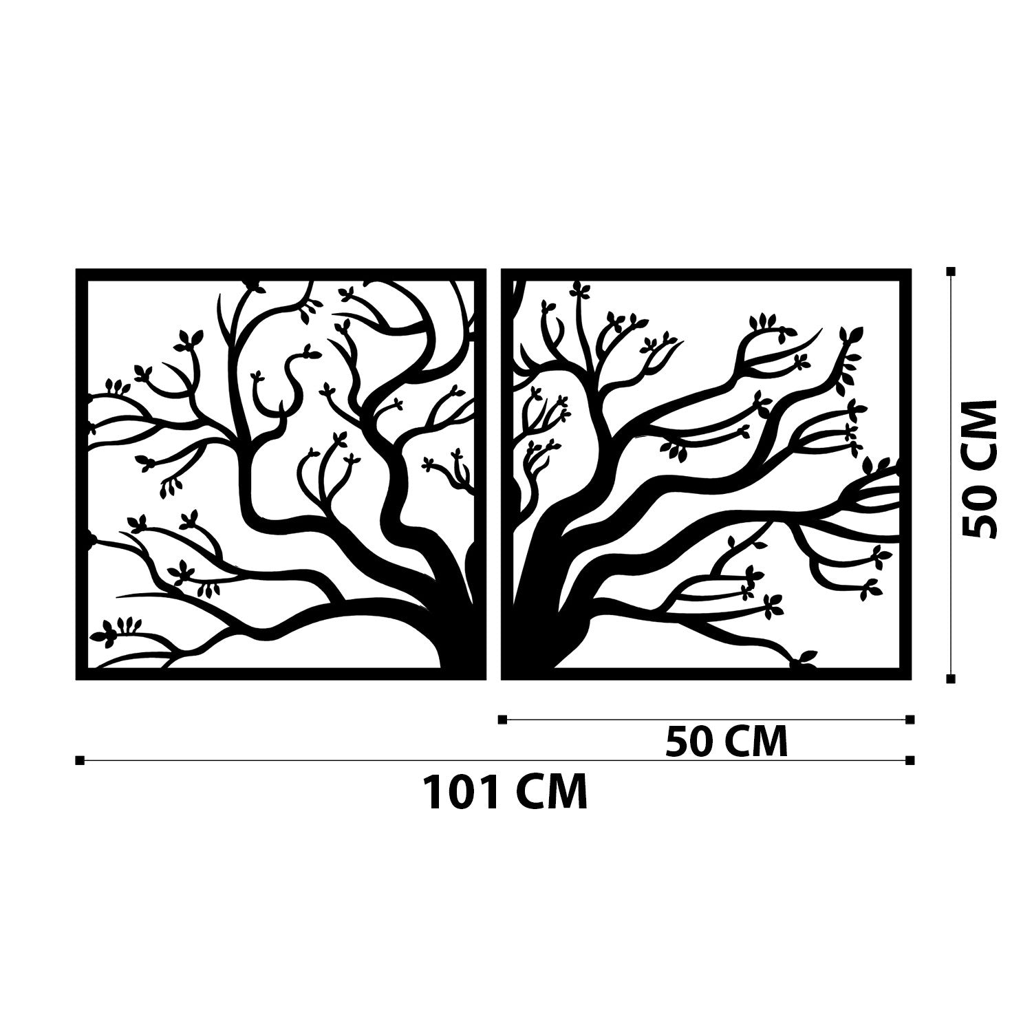 Decoratiune perete TREE METAL DECOR, negru, metal, 100x50 cm