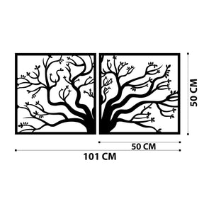 Decoratiune perete TREE METAL DECOR, negru, metal, 100x50 cm