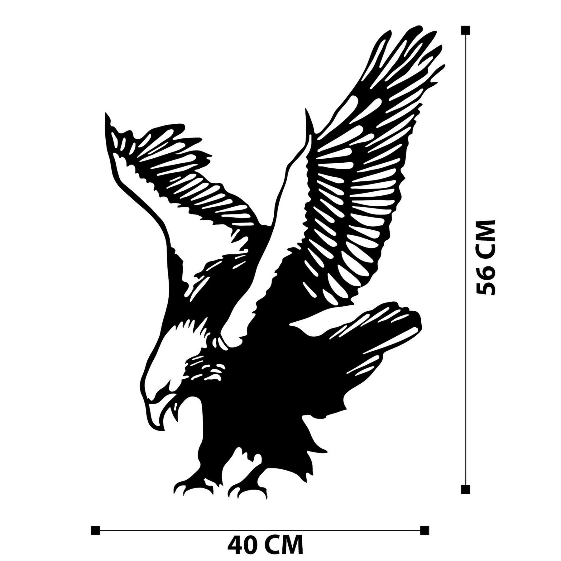 Decoratiune perete EAGLE, negru, metal, 40x53 cm