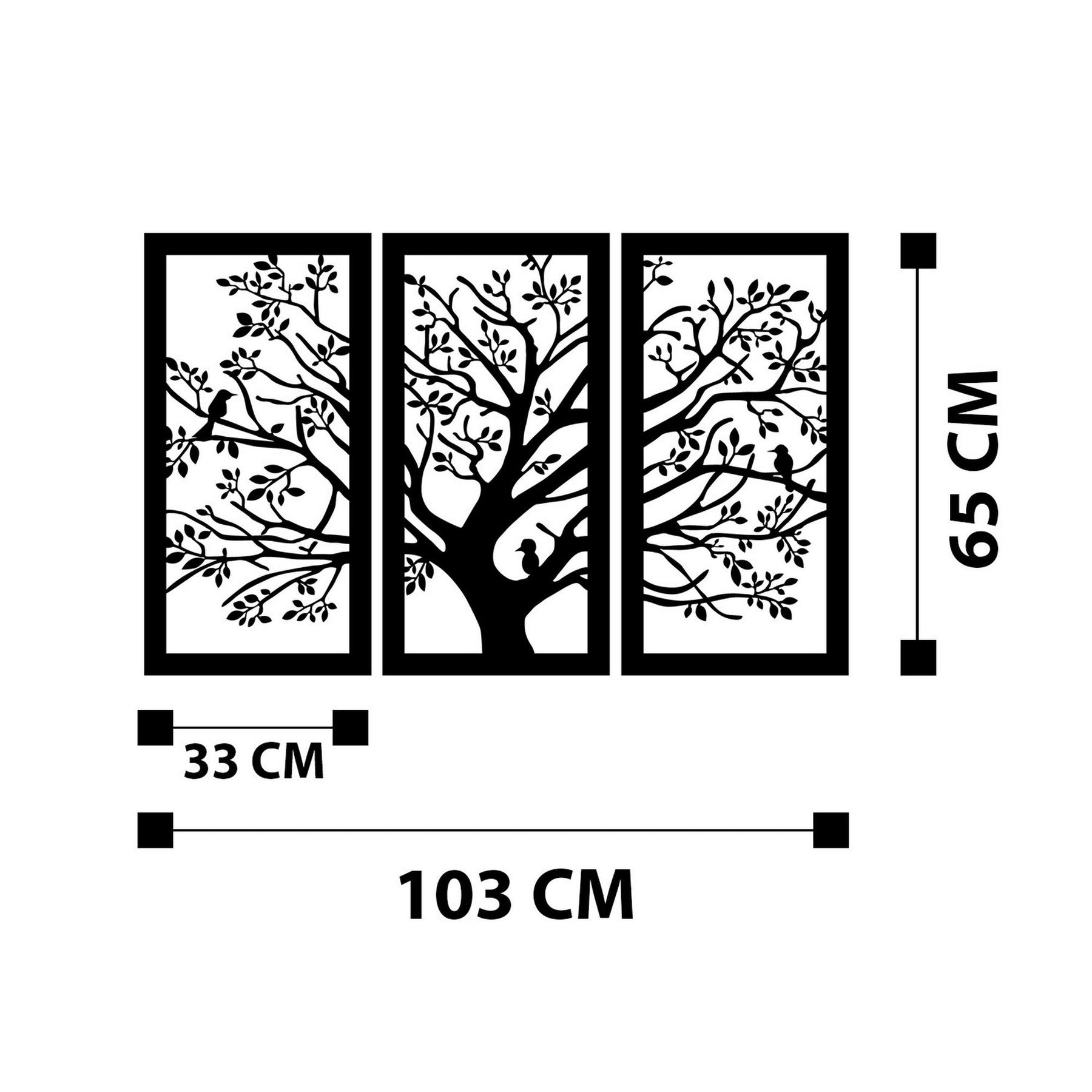 Decoratiuni perete - M124, negru, metal, 103x65 cm