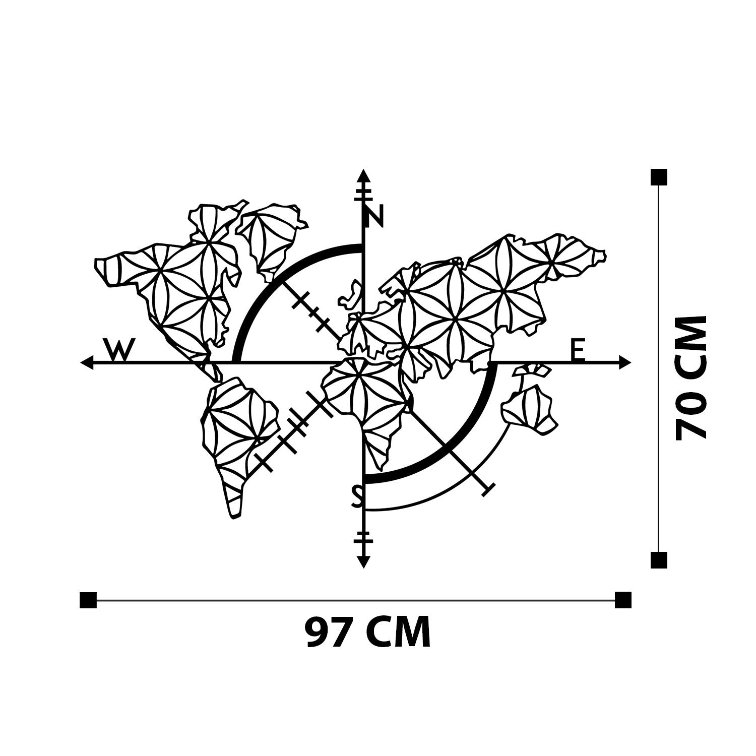 Decoratiune perete RITORNO, negru, metal, 97x70 cm