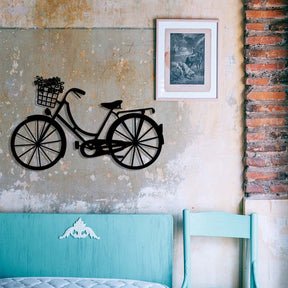 Decoratiune perete BIKE, negru, metal, 65x40 cm