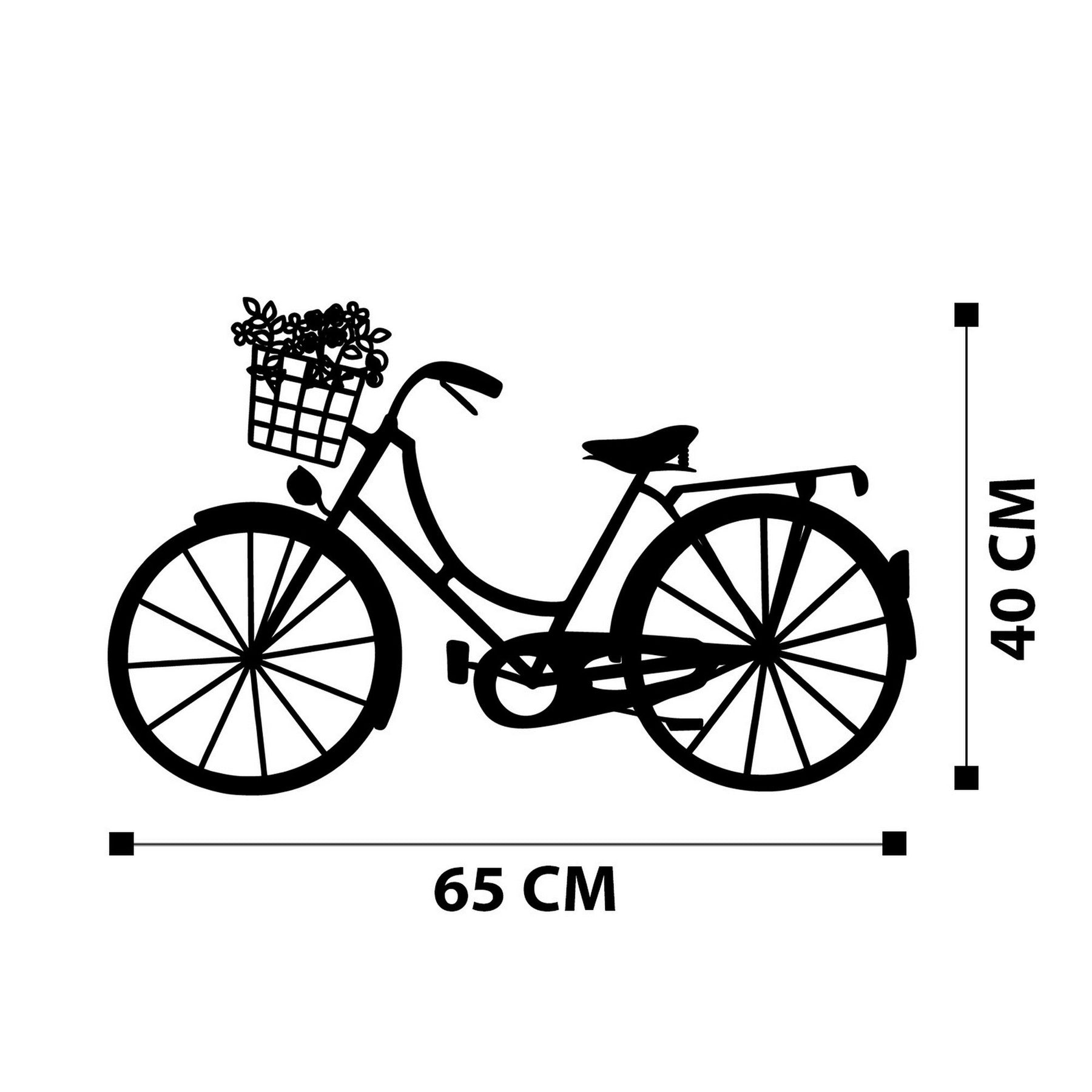 Decoratiune perete BIKE, negru, metal, 65x40 cm