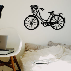 Decoratiune perete BIKE, negru, metal, 65x40 cm