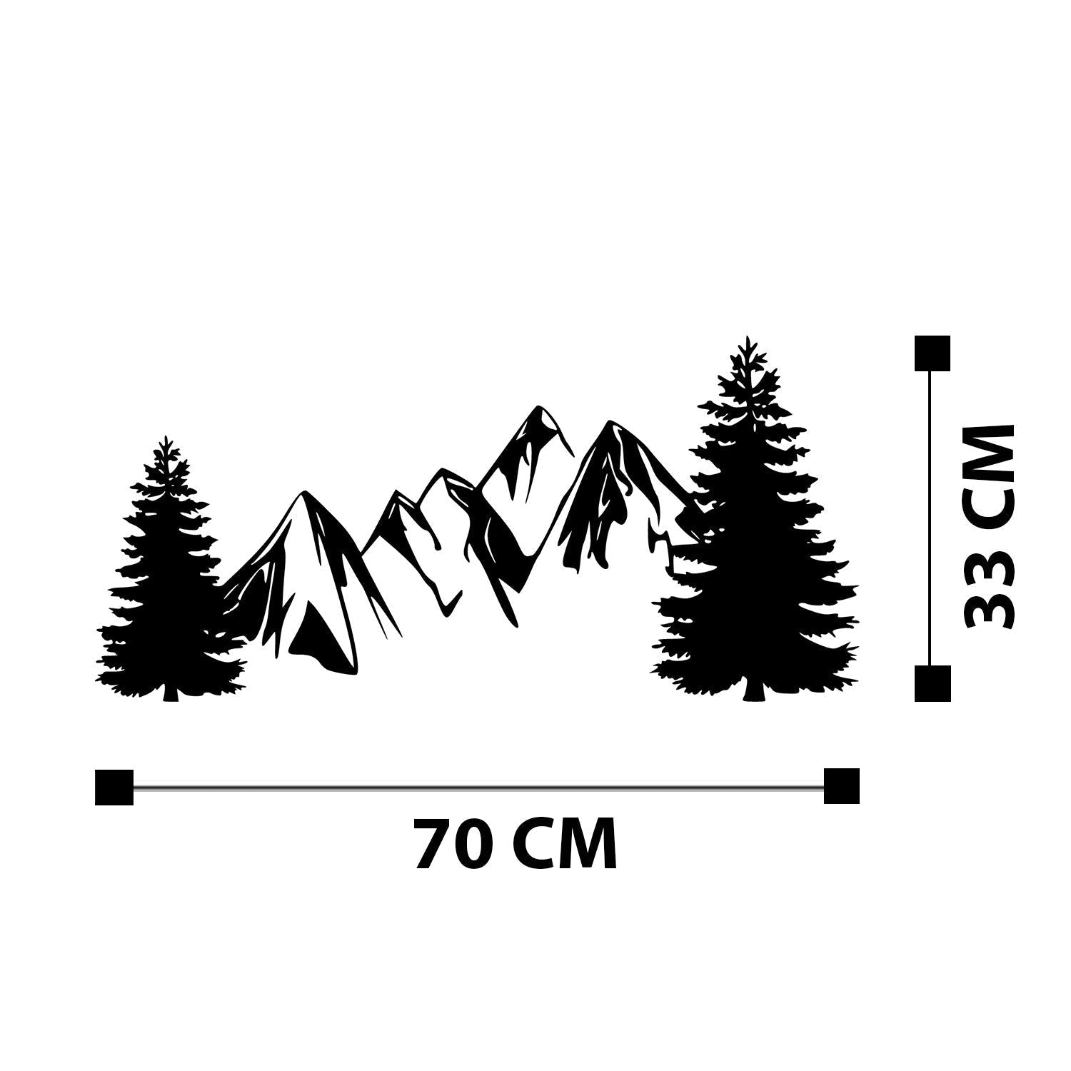 Decoratiune perete PINE, negru, perete, 70x33 cm