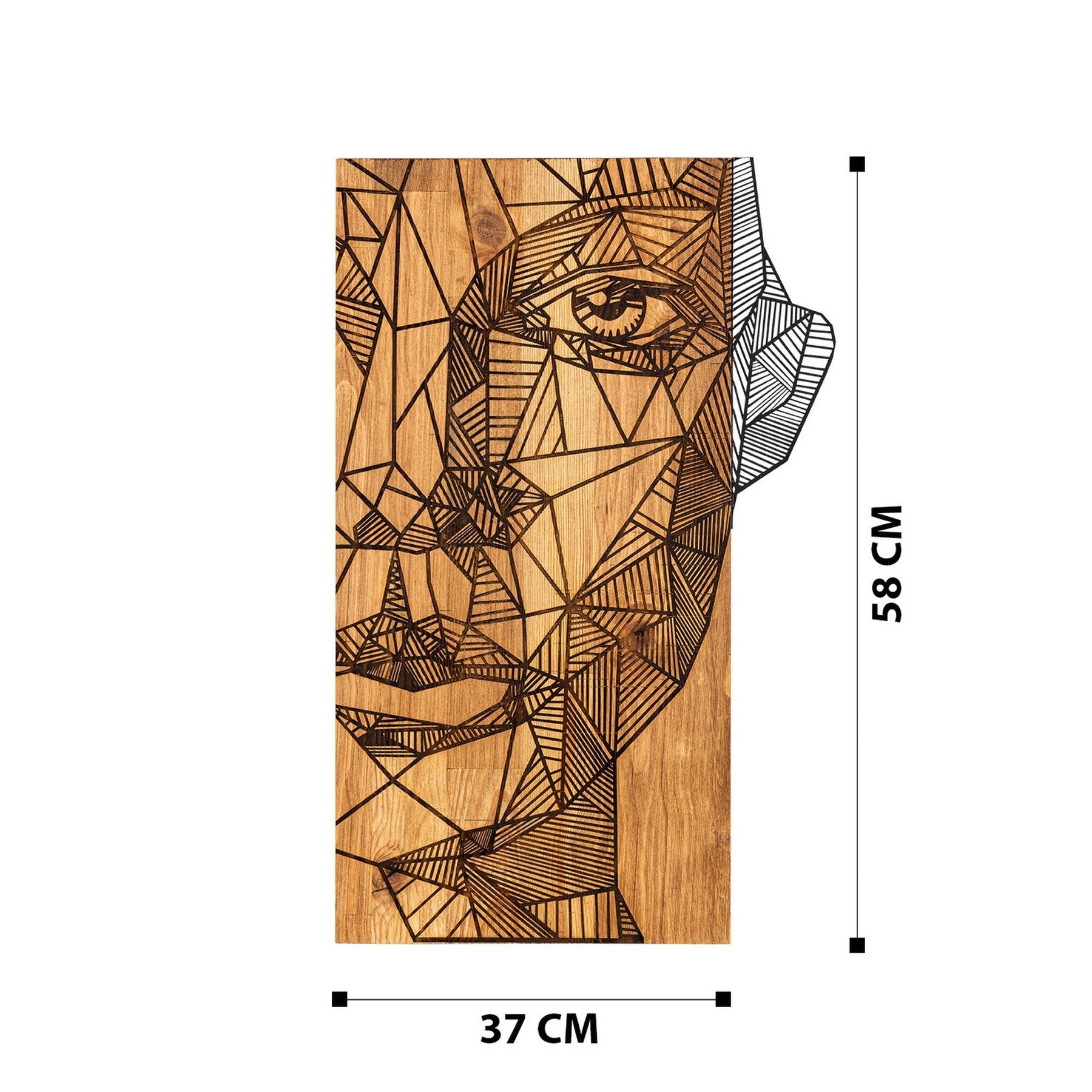 Decoratiune perete NAZO, stejar/negru, lemn/metal, 37x58 cm