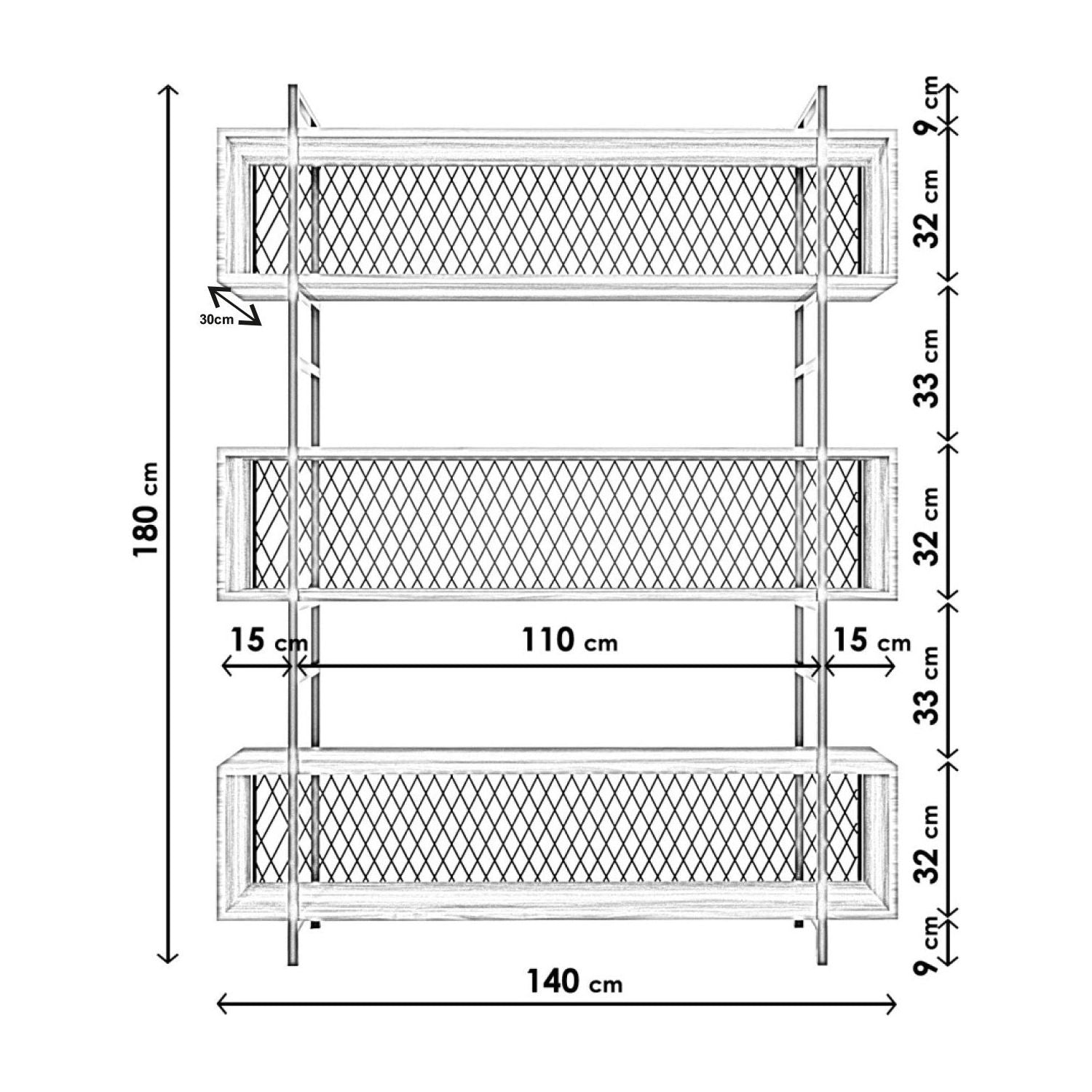 Raft L1159, 100% pal melaminat, negru, 140x180x34 cm