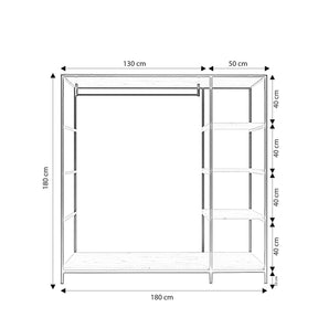 Stander haine AMBERG L657, stejar/negru, PAL/metal, 180x40x180 cm