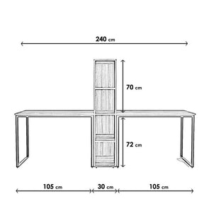 Birou BUYUK BOY L410, alb, PAL melaminat/metal, 240x60x142 cm