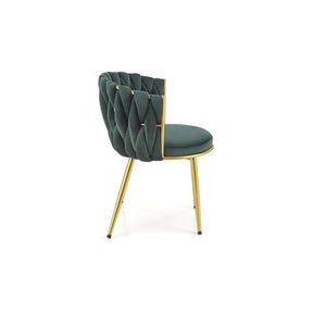 Scaun K517, verde inchis/auriu, stofa catifelata/metal, 57x60x79 cm