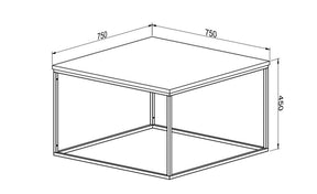 Masuta cafea BLACK, negru, PAL melaminat/metal, 75x75x45 cm