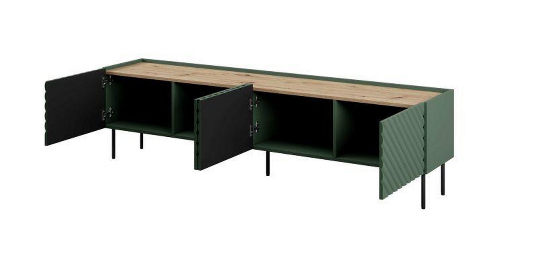 Comoda TV ONDA, verde inchis/stejar, PAL laminat, 200x40x54 cm