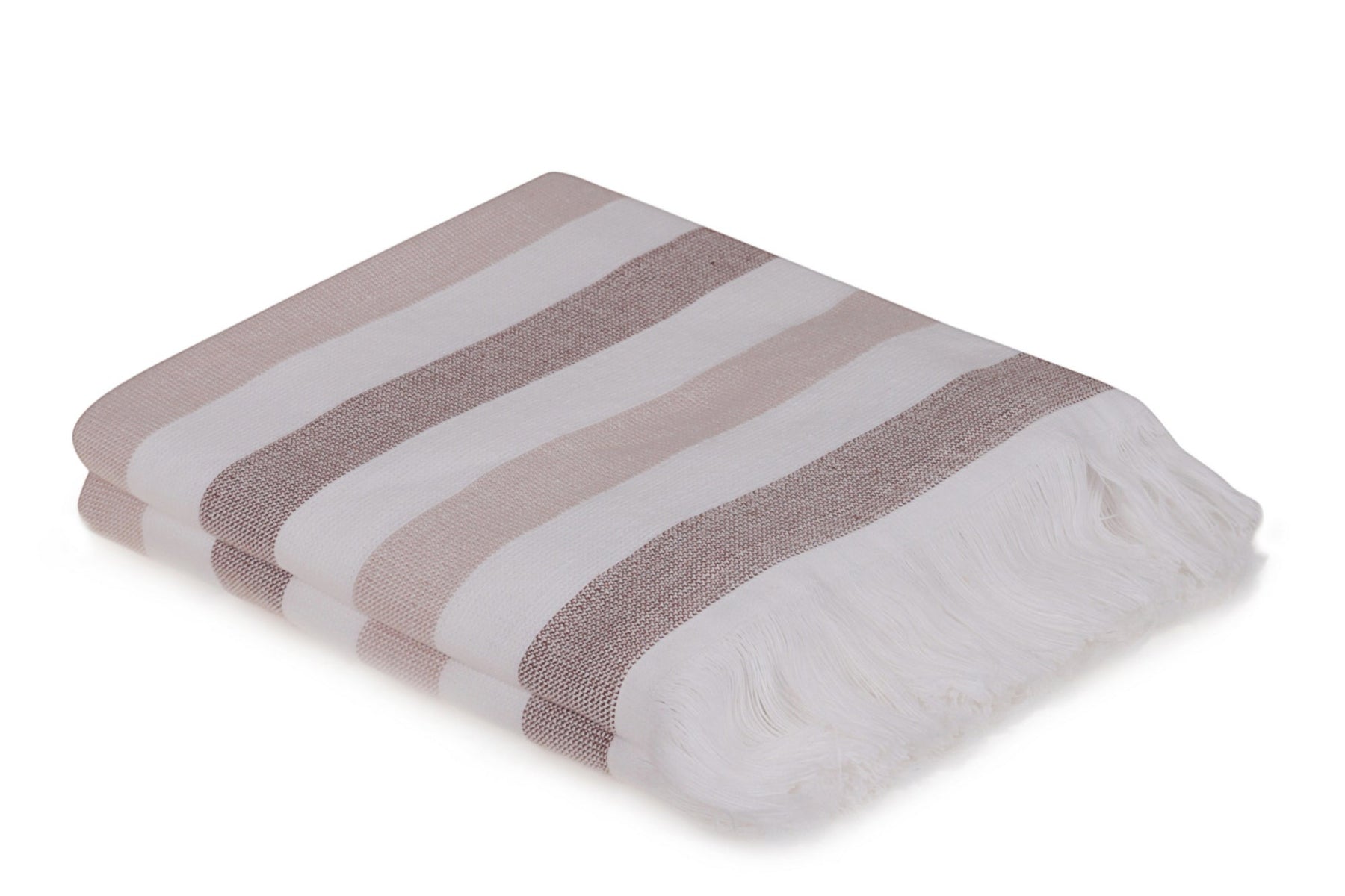 Set 2 prosoape baie STRIPE, maro/alb, bumbac, 50x90 cm