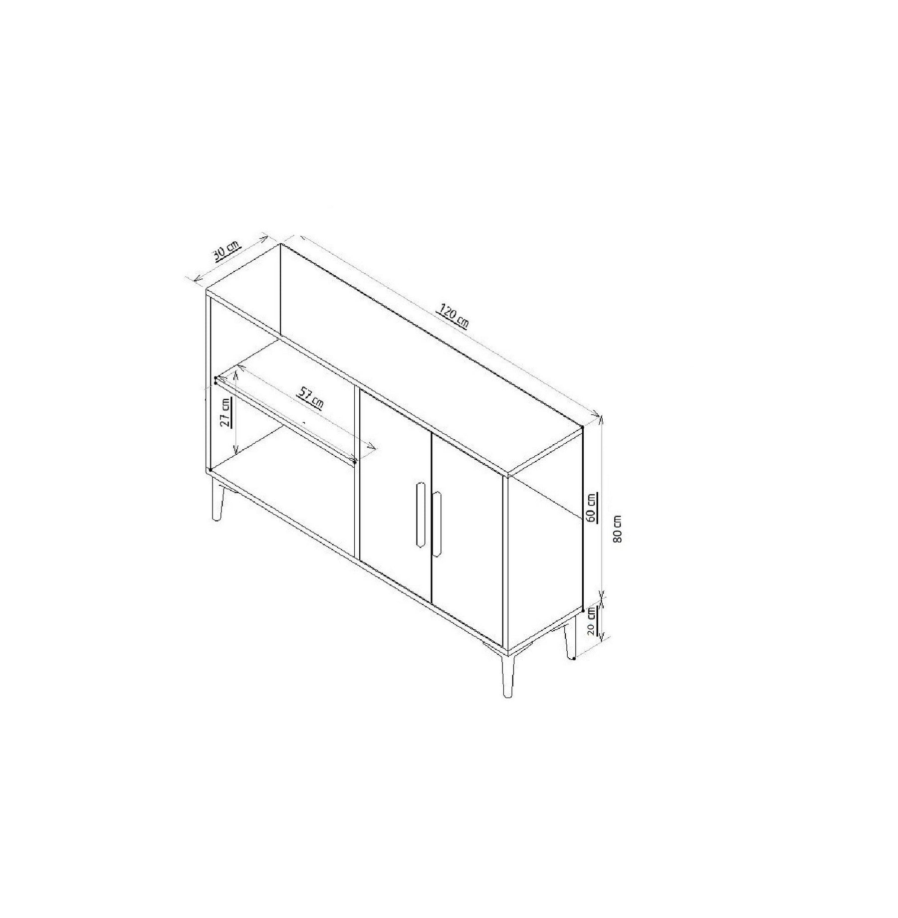 Comoda ROLAND, stejar/negru, PAL melaminat, 120x30x80 cm