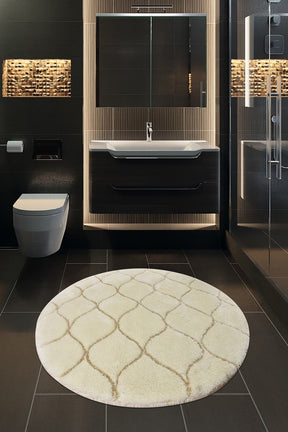 Covoras baie INFINITY, 90x90 cm, forma rotunda, acril, bej