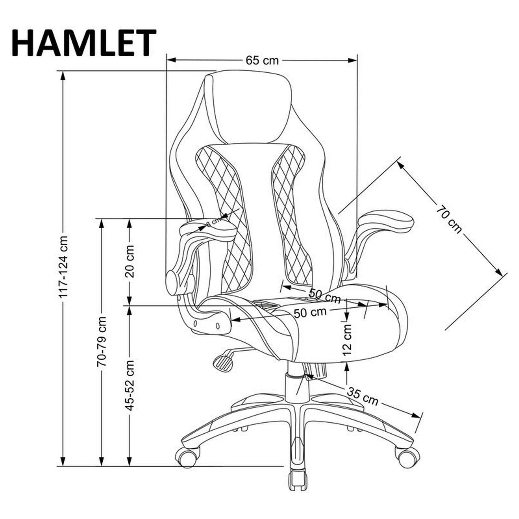 Scaun de birou HAMLET, negru/gri, piele ecologica, 65x70x117 cm