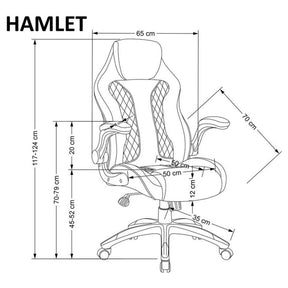 Scaun de birou HAMLET, negru/gri, piele ecologica, 65x70x117 cm