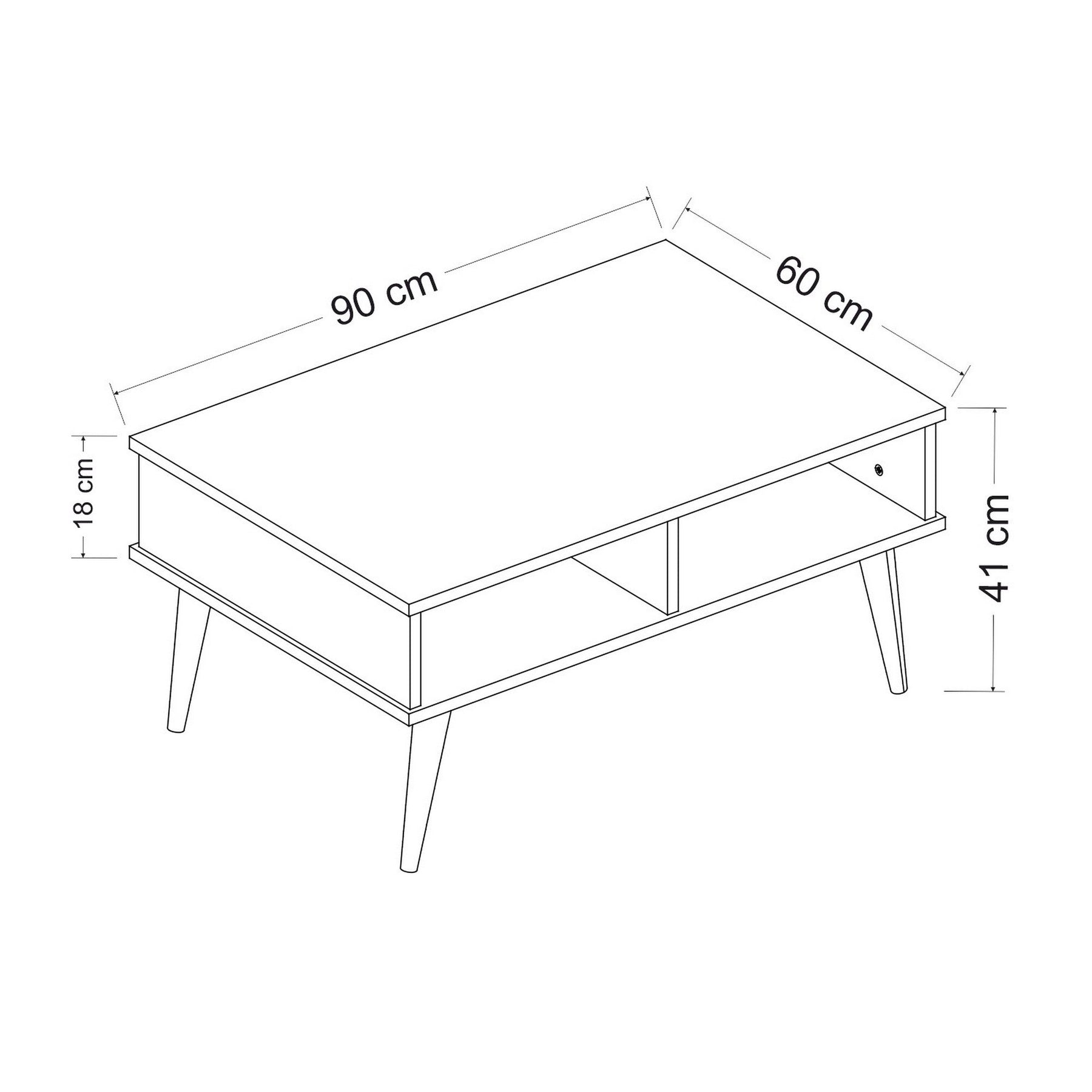 Masuta cafea LORE, alb/stejar, PAL melaminat, 90x41x60 cm