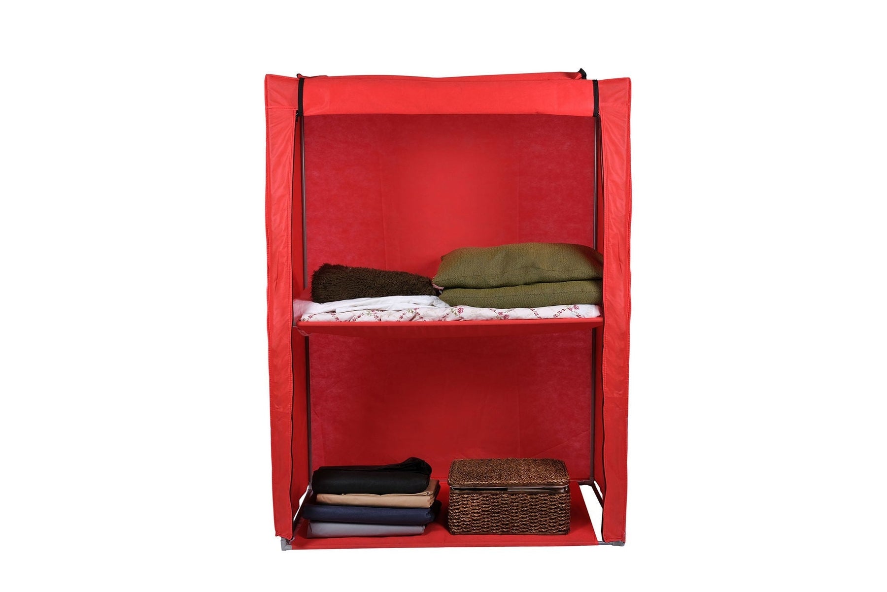 Organizator garderoba 379VLV2206, rosu, material textil/metal, 118x45x158 cm