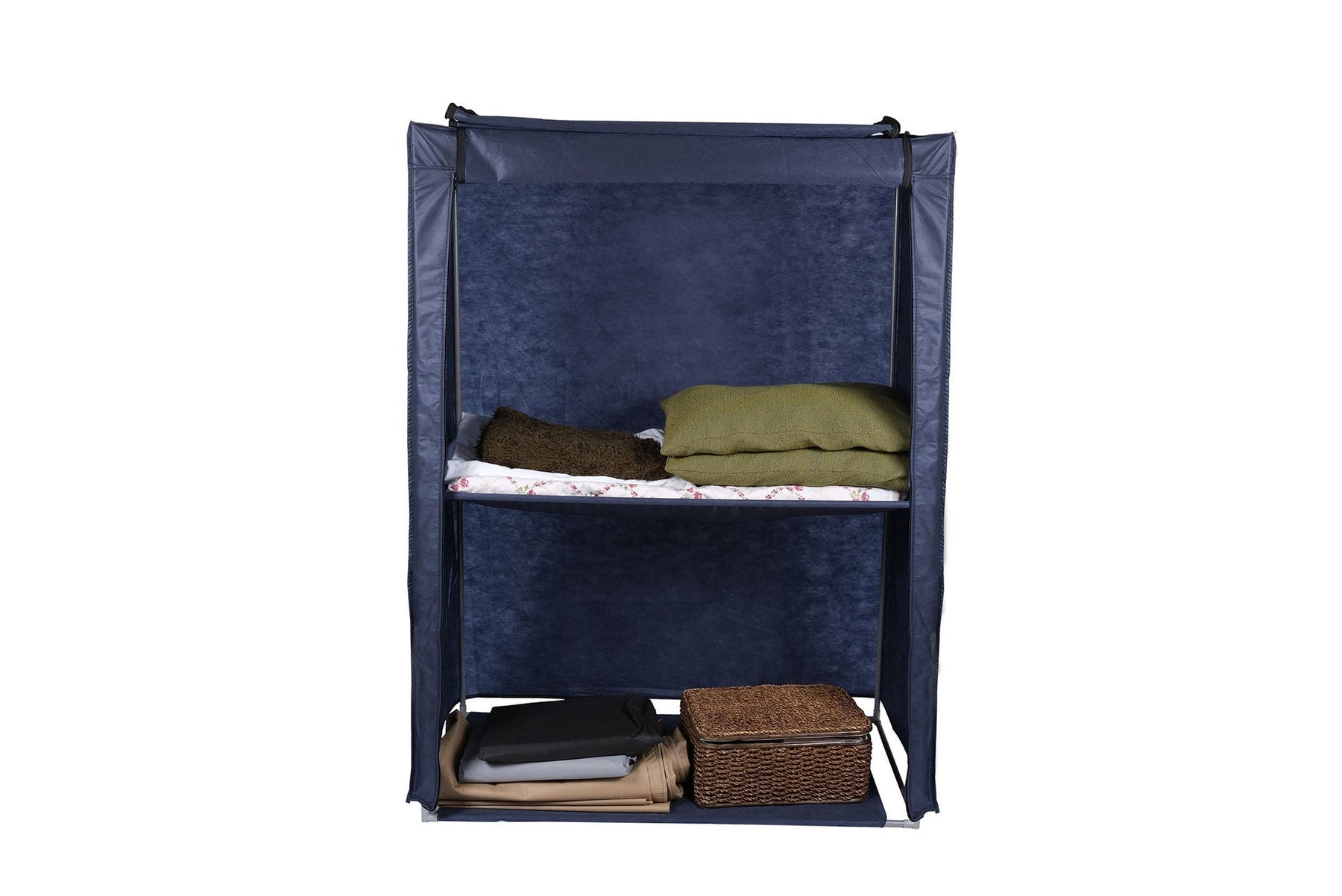 Organizator garderoba 379VLV2206, albastru inchis, material textil/metal, 118x45x158 cm