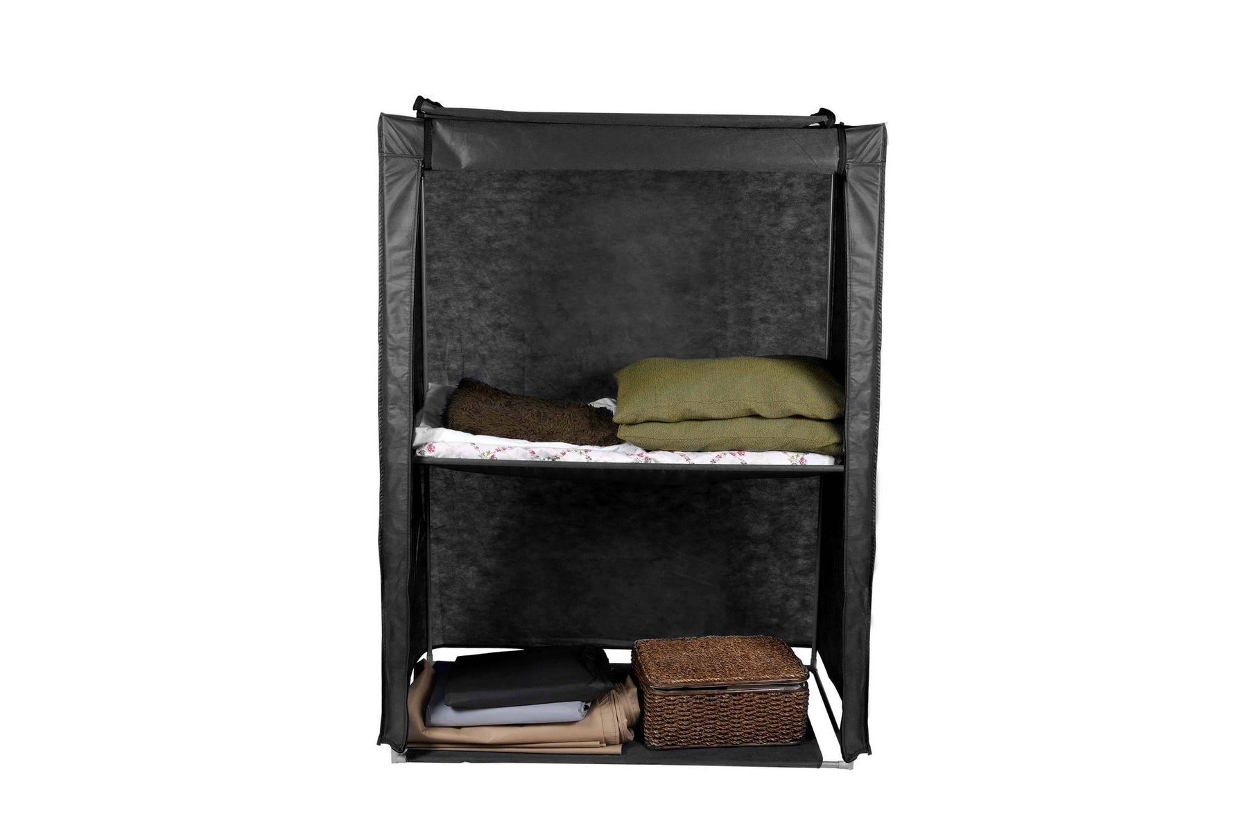 Organizator garderoba 379VLV2208, negru, material textil/metal, 118x45x158 cm