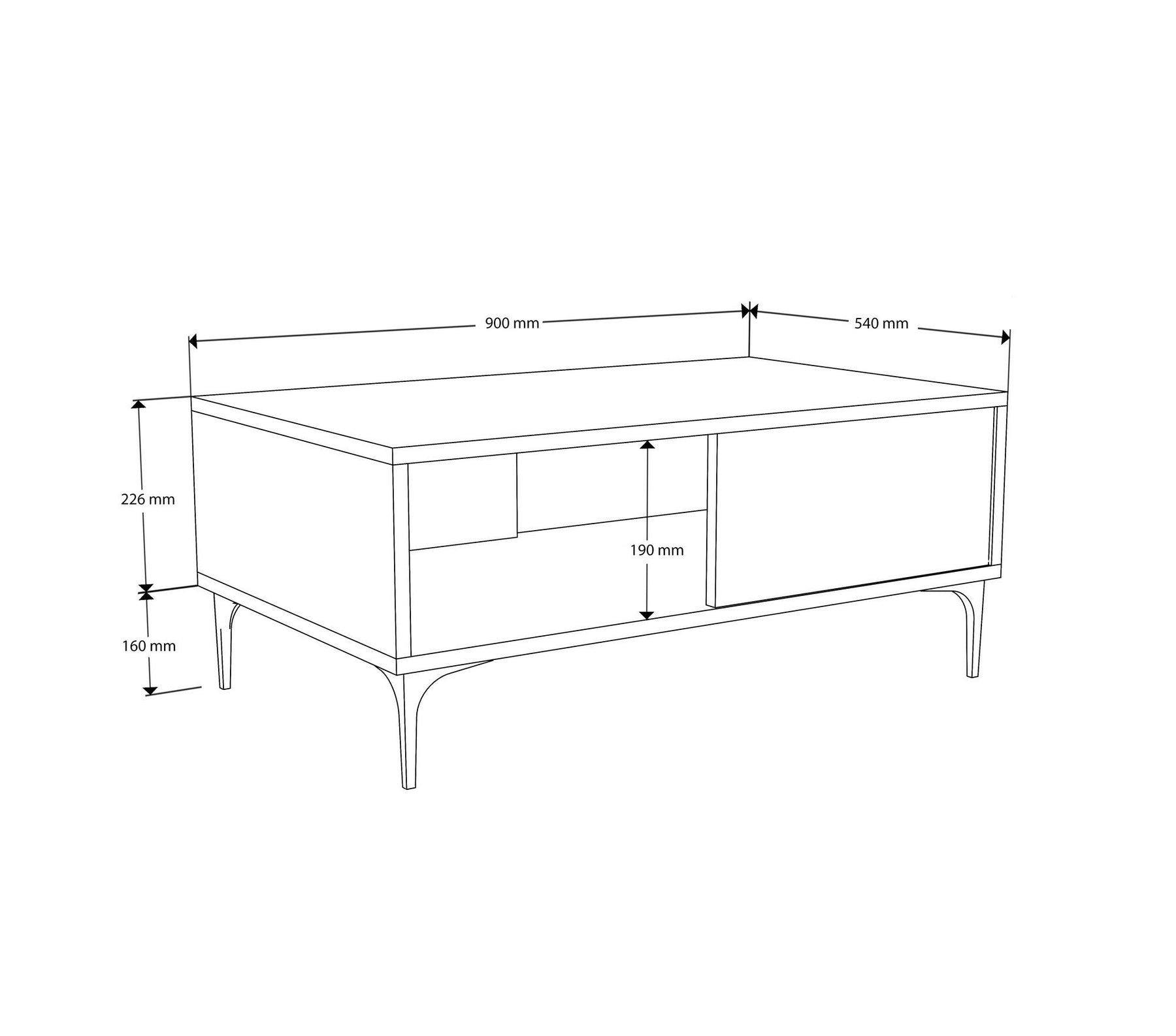 Masuta cafea BENITO 2095, stejar, PAL melaminat, 90x54x39 cm