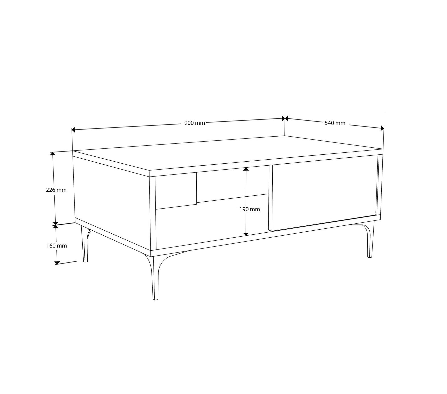 Masuta cafea BENITO 2098, stejar, PAL melaminat, 90x54x39 cm