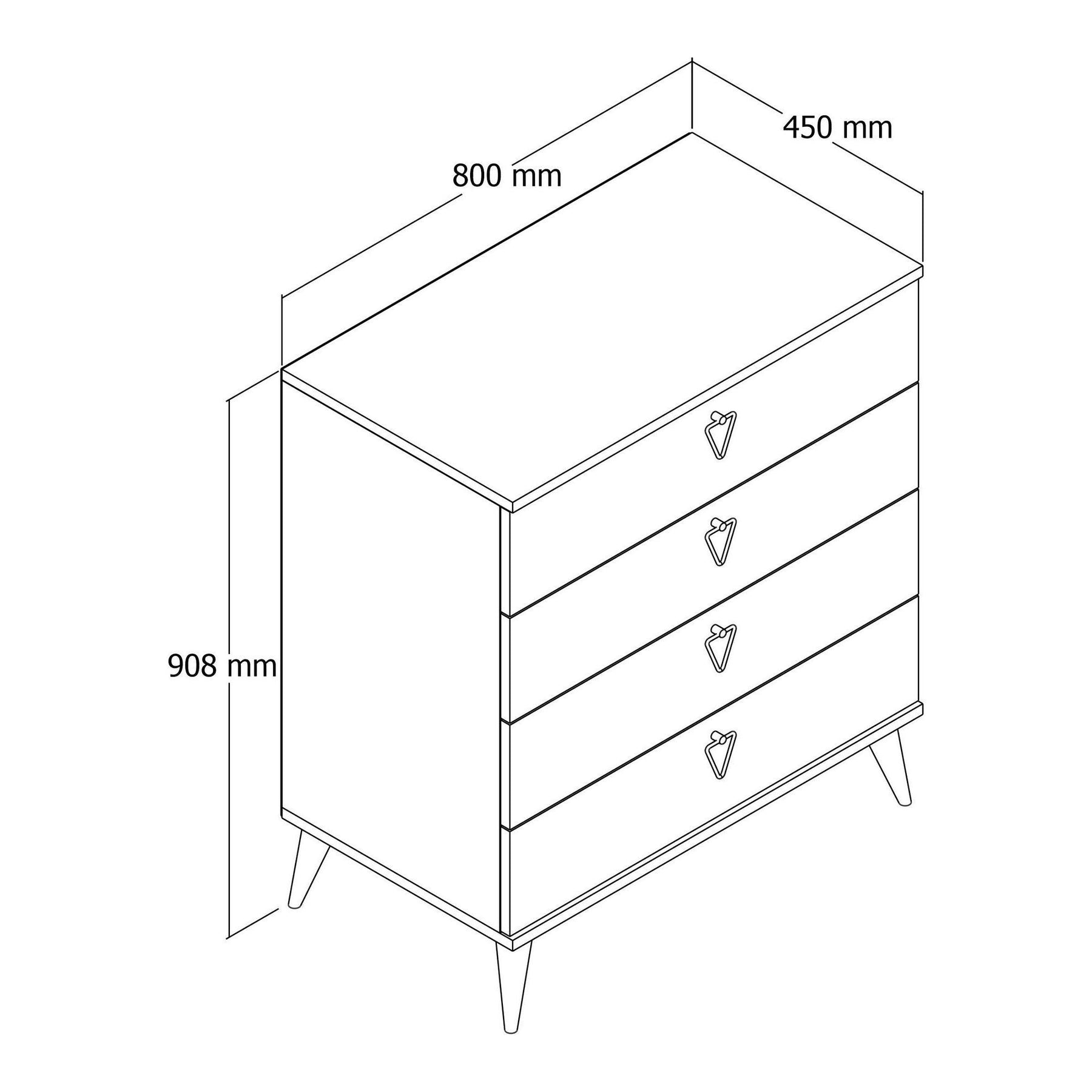 Comoda Versa-Ce, 3612, stejar, 100% PAL melaminat, 80x45x90,8 cm