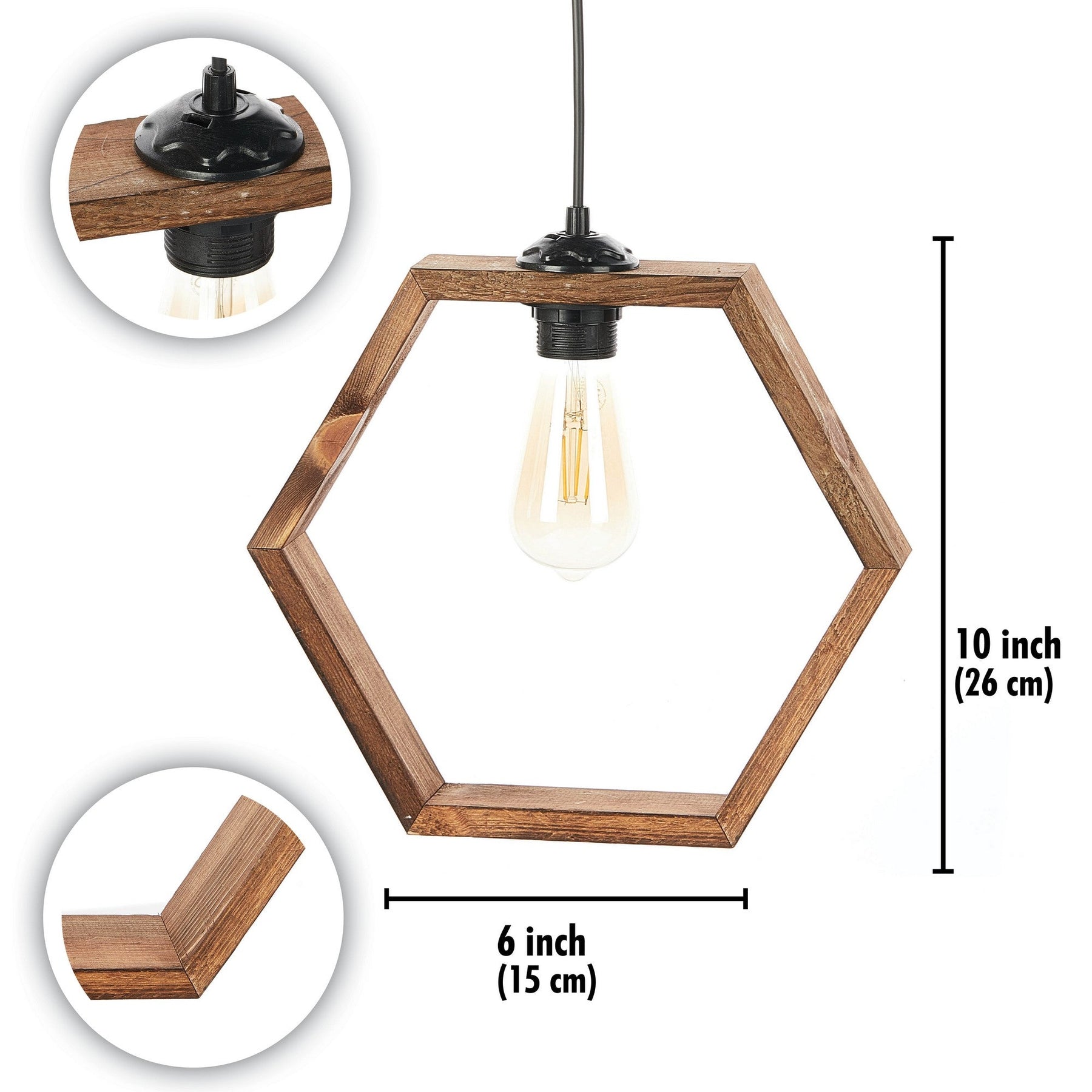 Lustra HEXAGON, stejar inchis, lemn, 15x15x70 cm