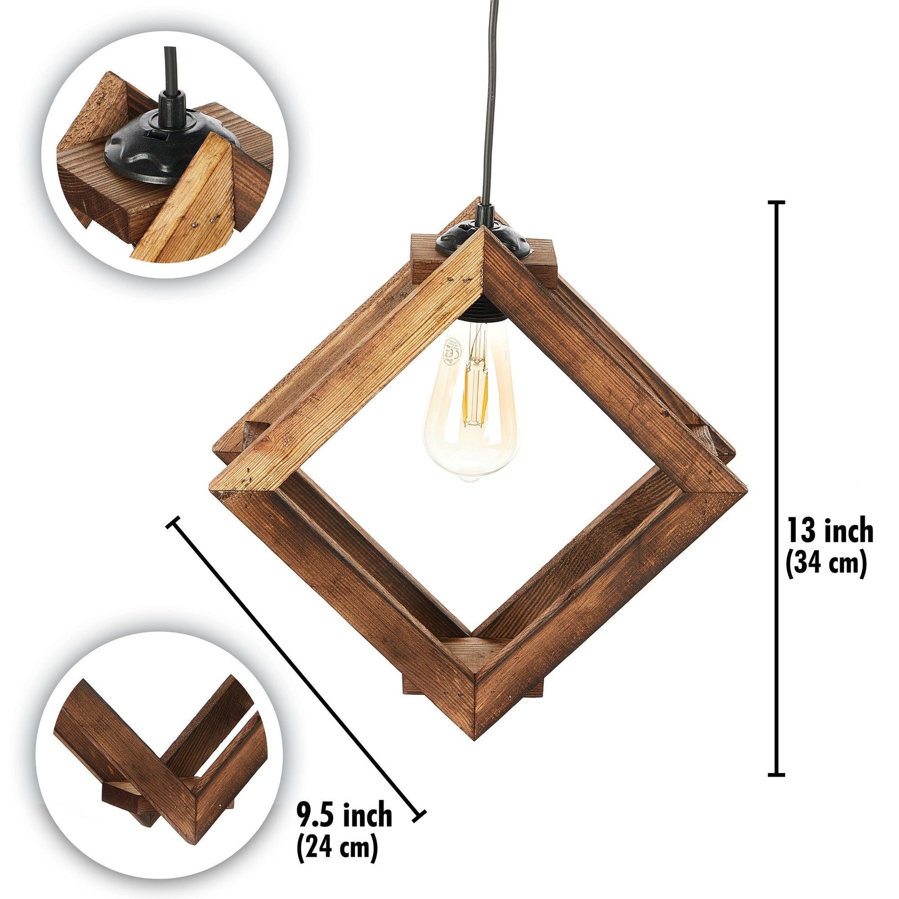 Lustra 390FLH1848, stejar inchis, lemn, 24x24x75 cm