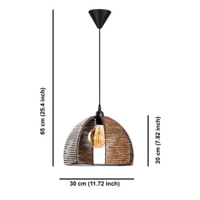 Lustra DEMILUNE, maro/negru, metal/lemn de bambus, 30x65 cm