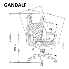 Scaun birou GANDALF, gri/negru, piele ecologica, 65x73x113 cm