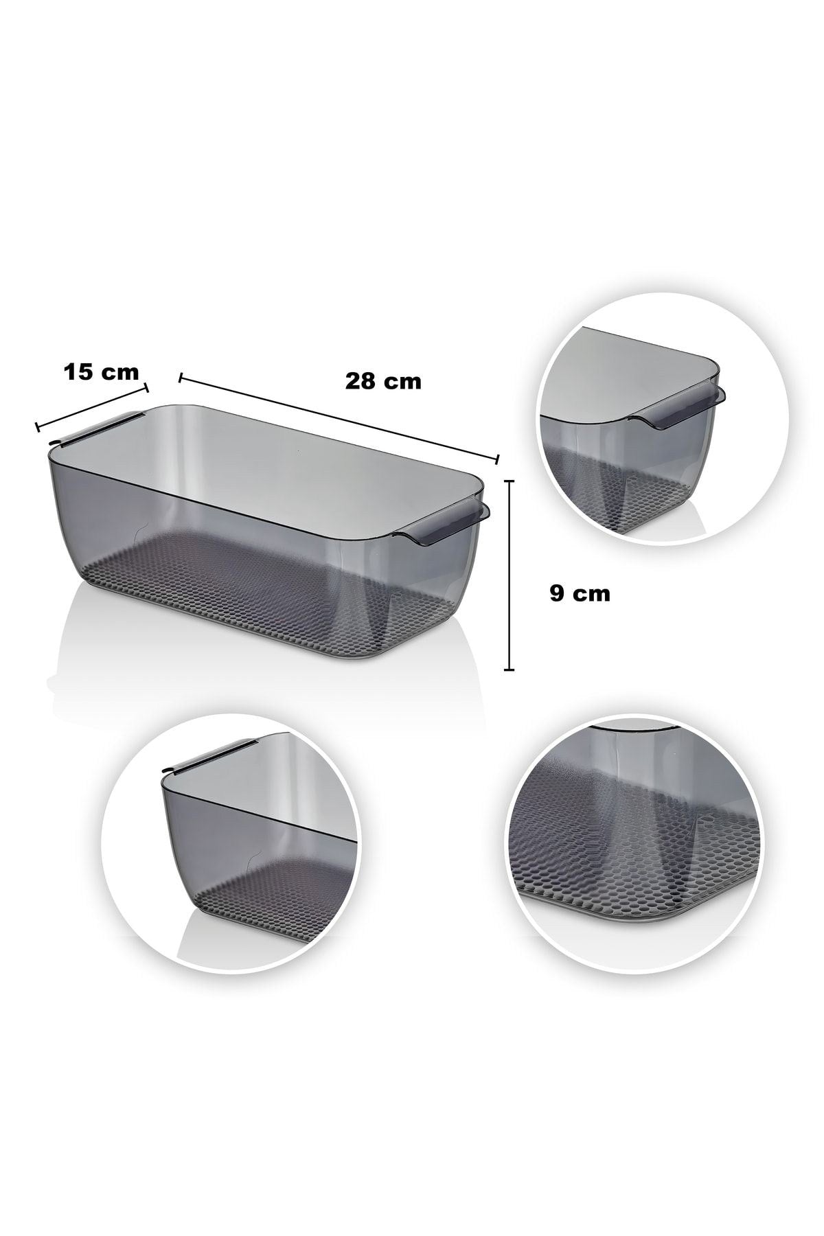 Organizator frigider LV-131, transparent, plastic, 14x19x9 cm