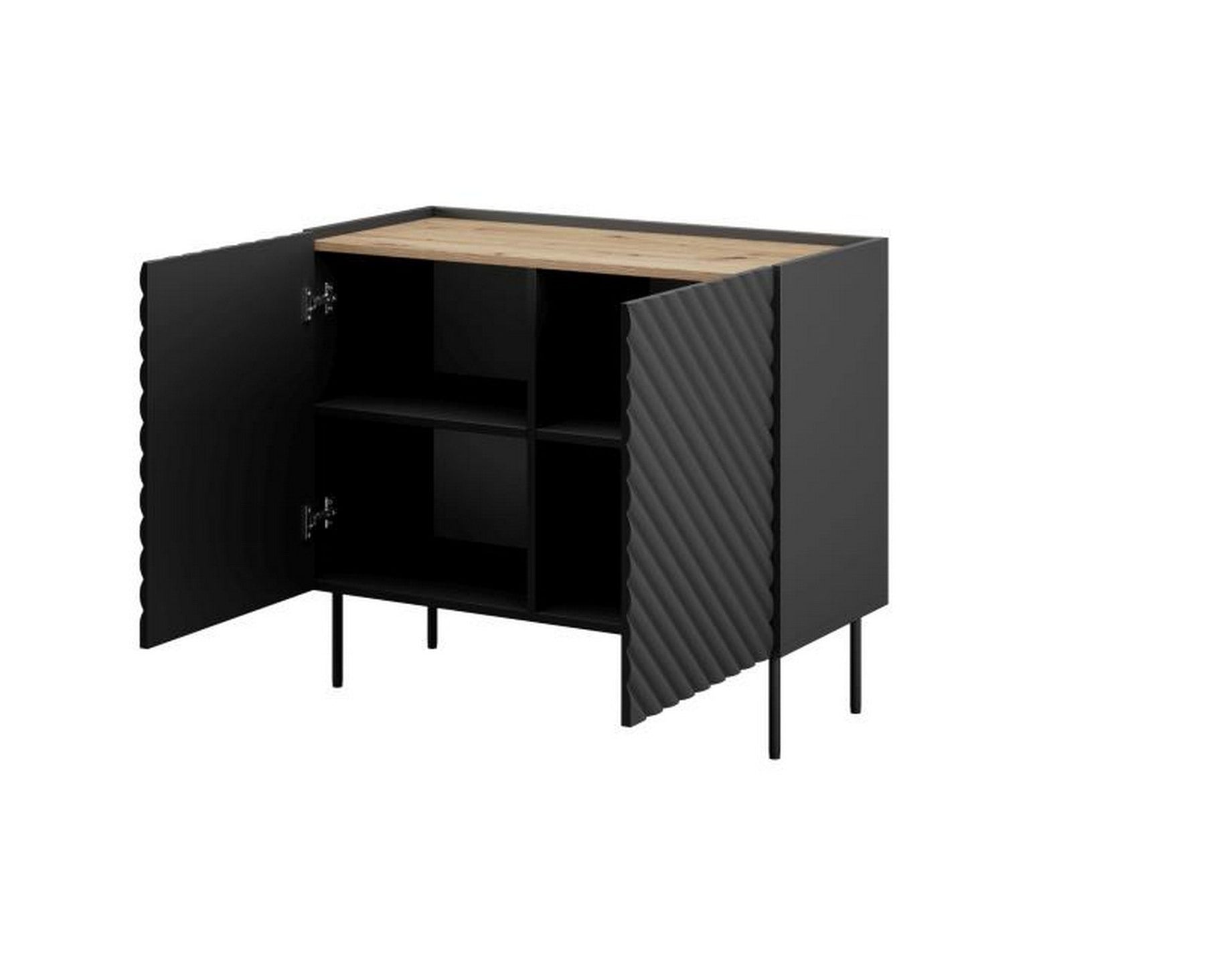 Comoda ONDA, negru/stejar, PAL laminat, 98x45x85 cm