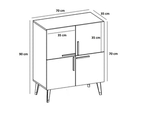 Comoda MAKRO, negru cu efect de marmura, PAL melaminat, 70x35x90 cm