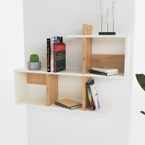 Biblioteca suspendata Lagomood, alb/stejar, 100% PAL melaminat. 98x60x20 cm