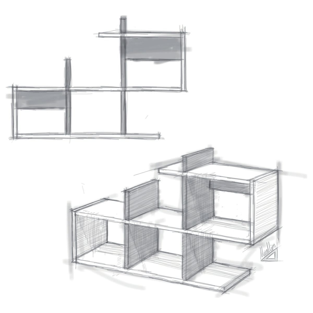 Biblioteca suspendata Lagomood, alb/stejar, 100% PAL melaminat. 98x60x20 cm