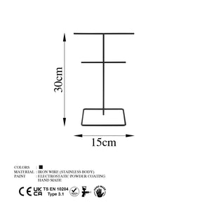 Suport bijuterii TK-004-B, negru, metal, 15x30 cm