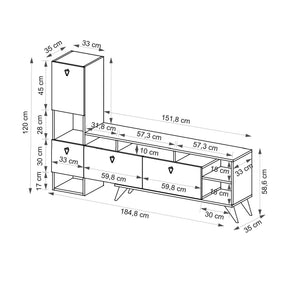 Comoda TV Emmy, nuc inchis, PAL melaminat, 185x35x120 cm