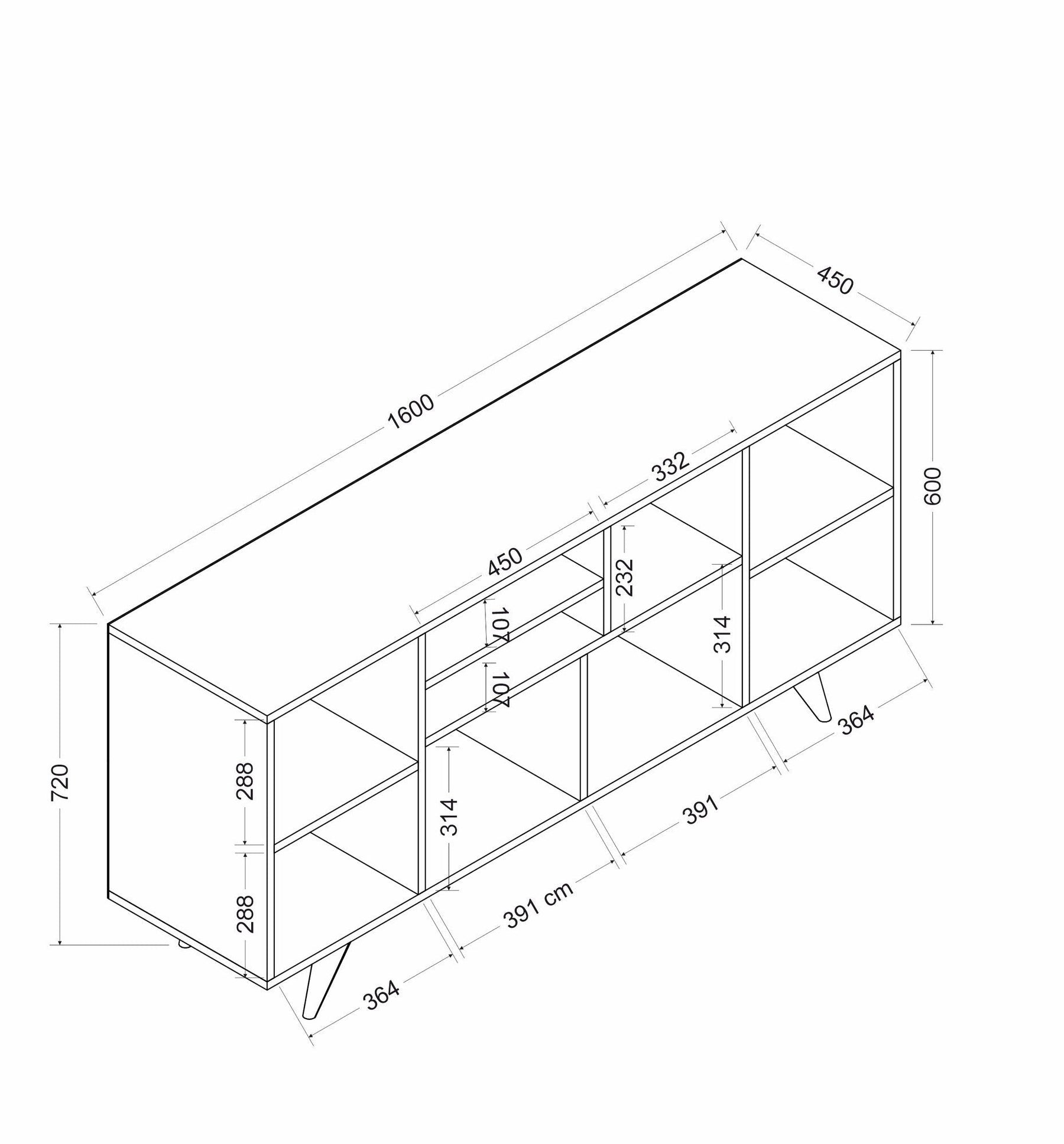 Comoda SANSA, negru/nuc, PAL melaminat, 160x45x72 cm