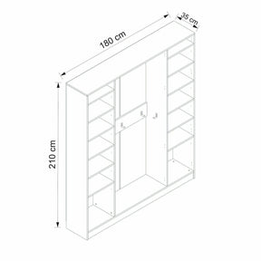 Mobilier hol NOAH 8222, stejar inchis/alb, PAL melaminat, 180x35x210 cm